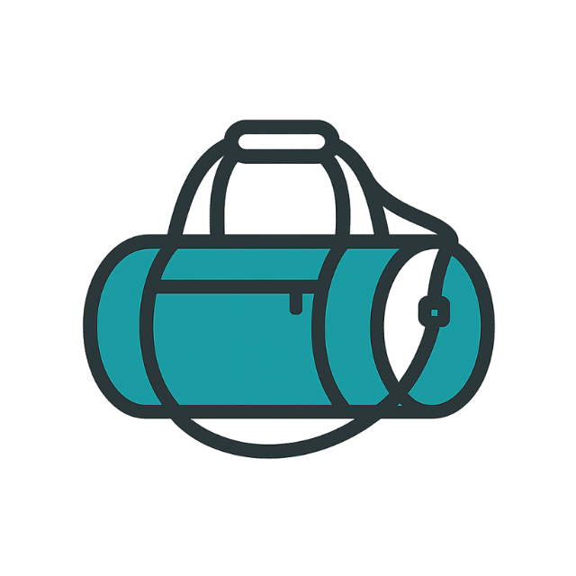 Duffle gym bag icon in teal color - NatFitPro brand illustration