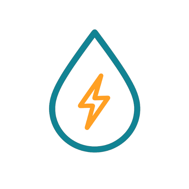 Icon of a water droplet with a lightning bolt inside, representing how fruits provide hydration and essential electrolytes.