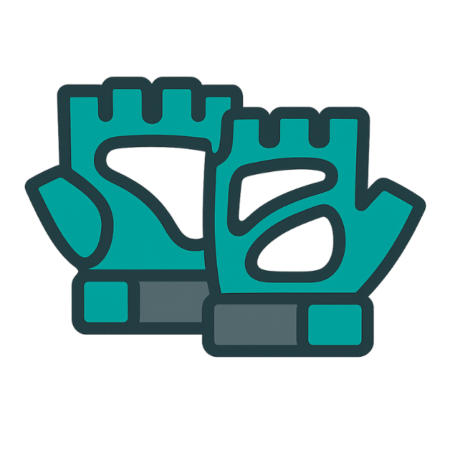 Icon-style illustration of lifting gloves improves grip during weight training - Natfit Pro branding